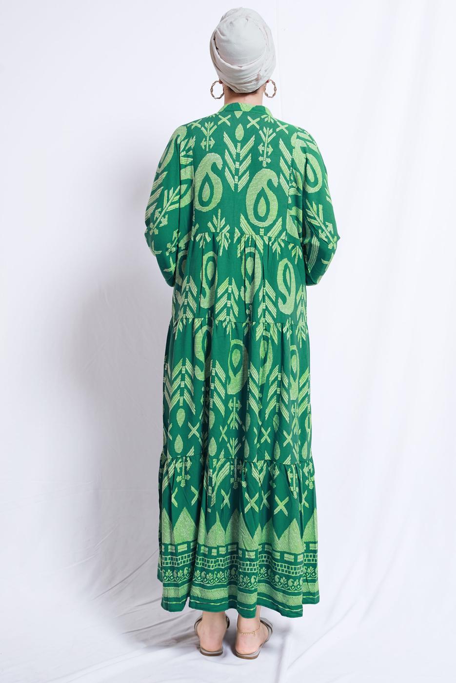 Vêtements hijab VERT ROBE EN VISCOSE À MOTIFS T 5893