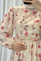 Vêtements hijab BEIGE ROBE À MOTIFS FLEURS T 5906