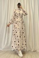 Vêtements hijab BEIGE ROBE À MOTIFS FLEURS T 5906