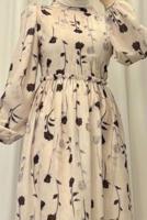 Vêtements hijab BEIGE ROBE À MOTIFS FLEURS T 5906