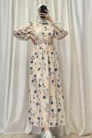 Vêtements hijab BEIGE ROBE À MOTIFS FLEURS T 5906