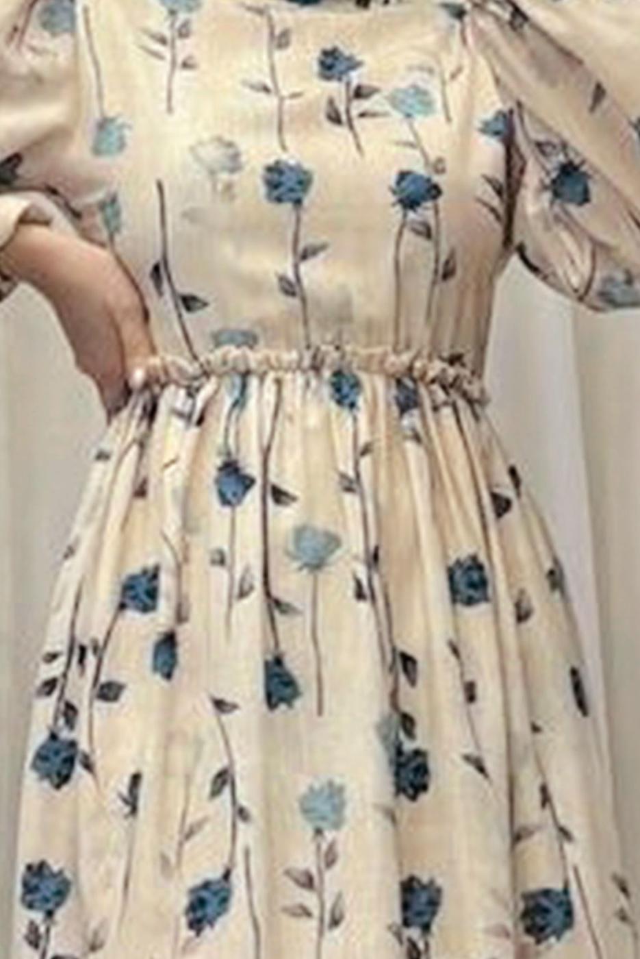 Vêtements hijab BEIGE ROBE À MOTIFS FLEURS T 5906