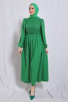 Vêtements hijab VERT ROBE À MANCHES BALLON T 6895