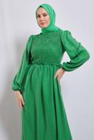 Vêtements hijab VERT ROBE À MANCHES BALLON T 6895