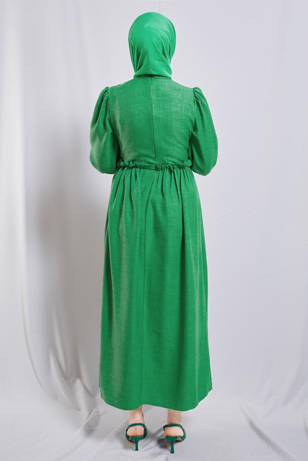 Tesettür giyim  BALON KOL ELBİSE T 6895 - TRENDTESETTÜR