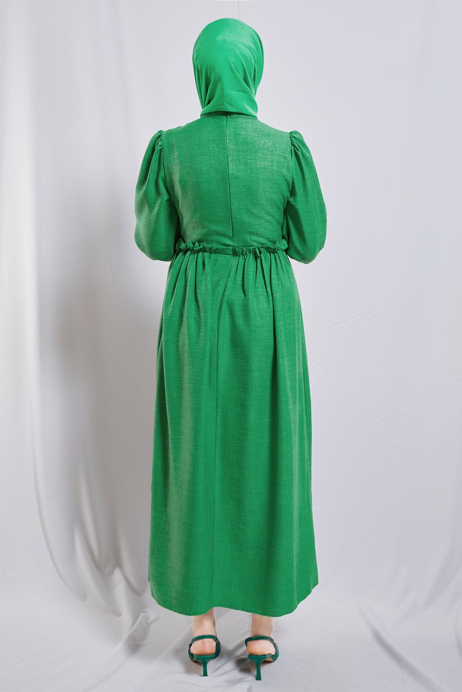 Vêtements hijab VERT ROBE À MANCHES BALLON T 6895