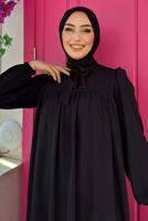 Tesettür giyim SİYAH BEBEKLİ ANNE ELBİSESİ T 6983