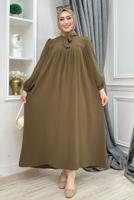 Tesettür giyim KAHVE BEBEKLİ ANNE ELBİSESİ T 6983