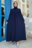 Tesettür giyim LACİVERT BEBEKLİ ANNE ELBİSESİ T 6983