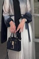 Vêtements hijab NOIR ROBE PLISSÉE CEINTURE T 7285