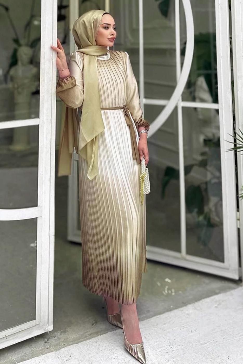 Vêtements hijab OR ROBE PLISSÉE CEINTURE T 7285