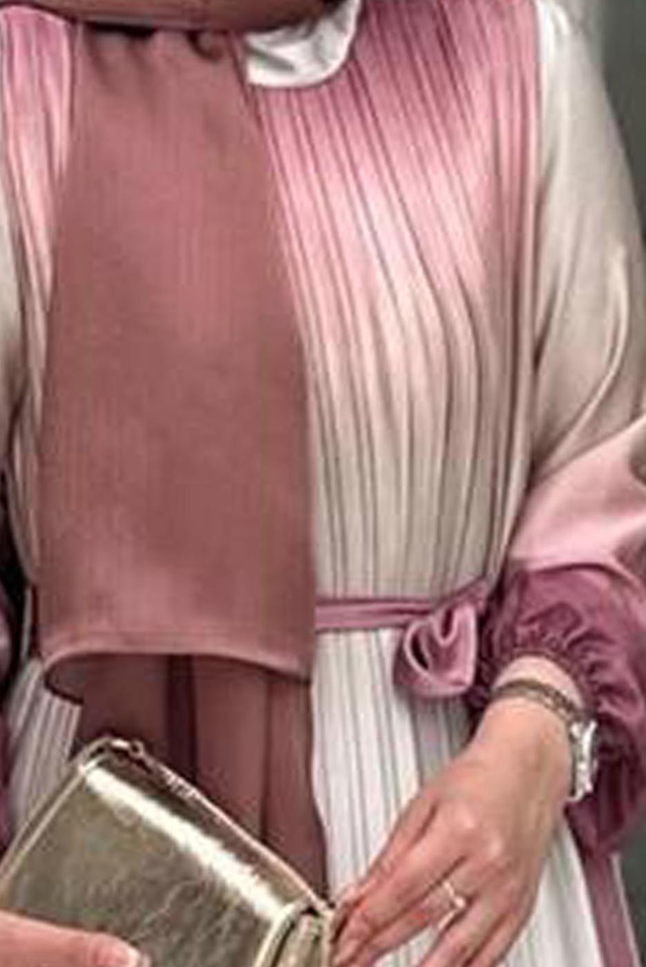 Vêtements hijab ROSE ROBE PLISSÉE CEINTURE T 7285