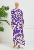 Vêtements hijab POURPRE ROBE EN VISCOSE À MOTIFS T 7384