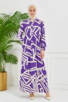 Vêtements hijab POURPRE ROBE EN VISCOSE À MOTIFS T 7384