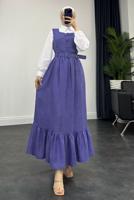 Tesettür giyim LACİVERT KEMERLİ JİLE ELBİSE T 7945