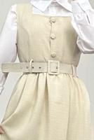 Tesettür giyim BEJ KEMERLİ JİLE ELBİSE T 7945