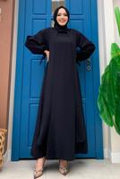 Vêtements hijab NOIR ROBE MODESTE T 8183