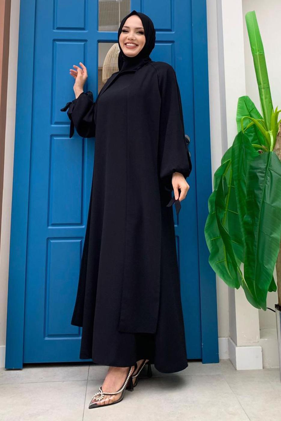 Vêtements hijab NOIR ROBE MODESTE T 8183