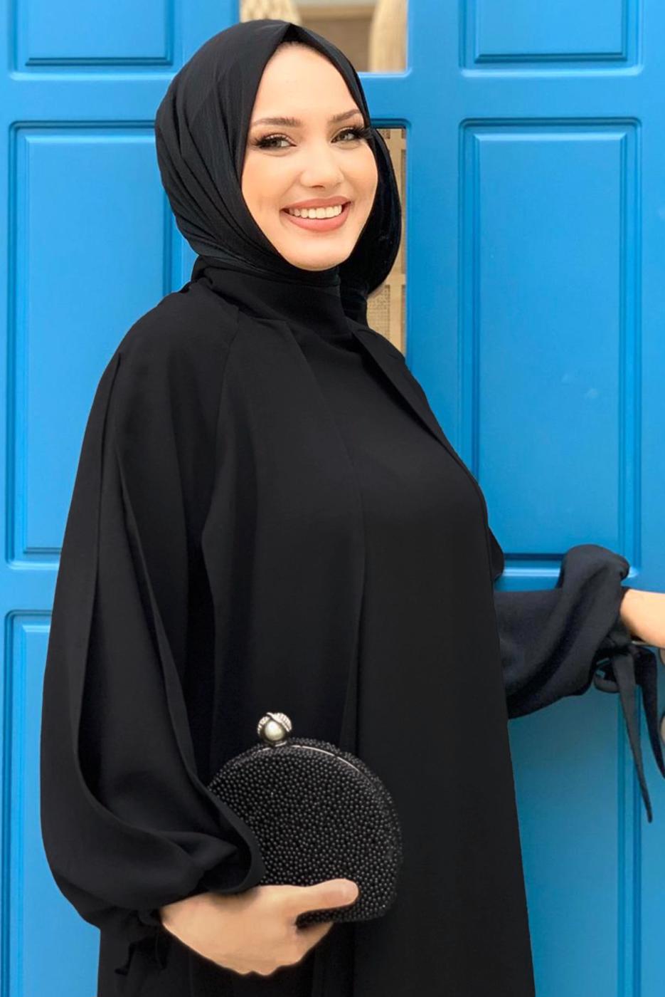 Vêtements hijab NOIR ROBE MODESTE T 8183