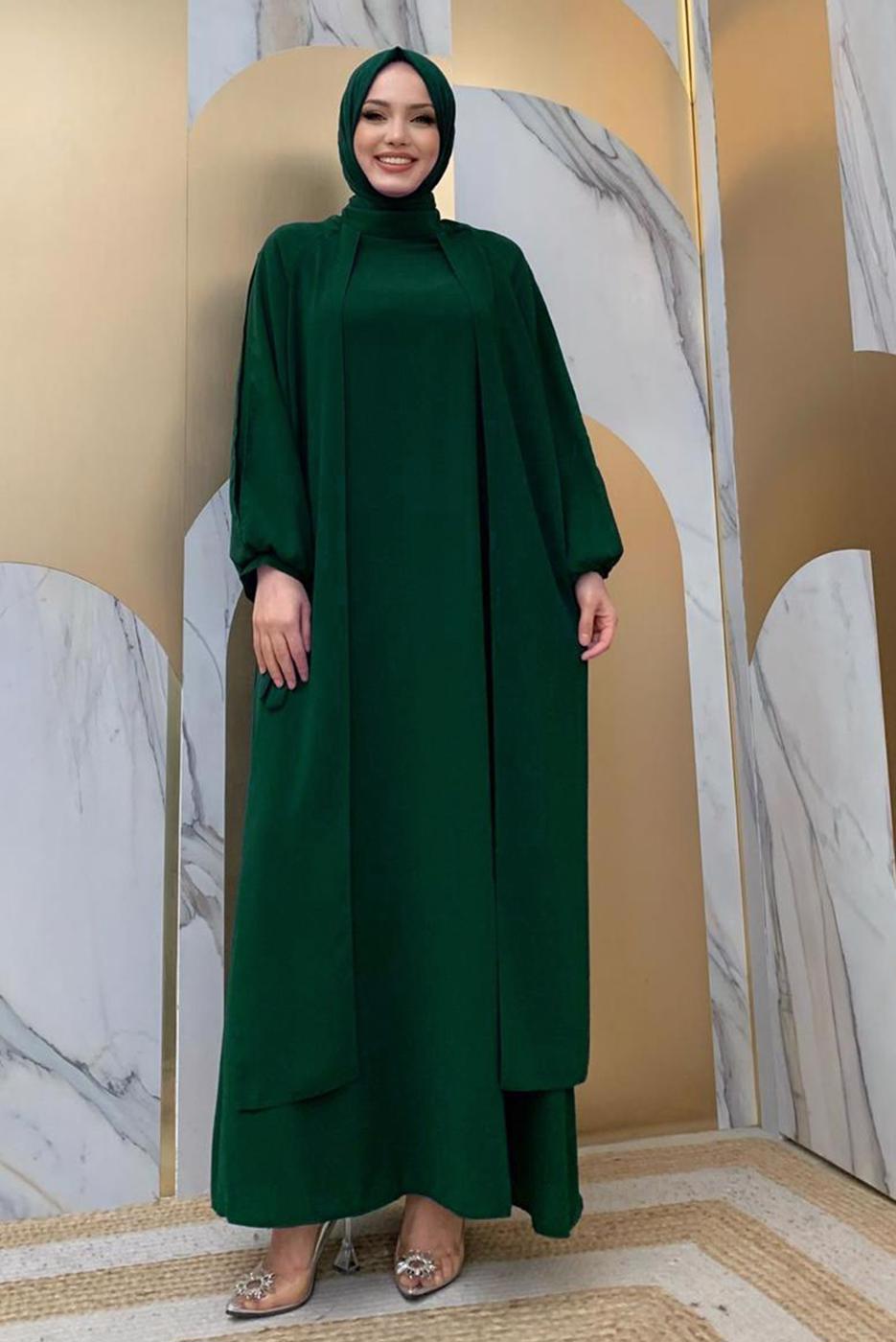 Vêtements hijab VERT ROBE MODESTE T 8183