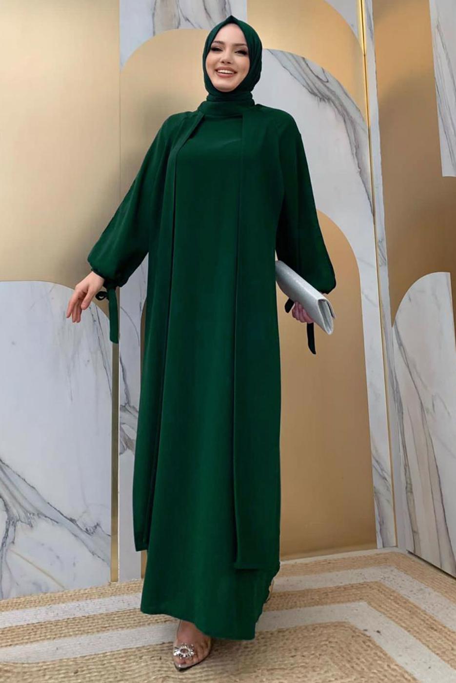 Vêtements hijab VERT ROBE MODESTE T 8183
