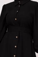 Tesettür giyim SİYAH KUŞAKLI ELBİSE T 8338