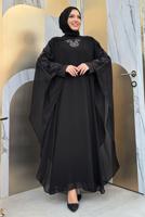Tesettür giyim SİYAH PELERİNLİ ŞİFON ELBİSE T 8353