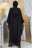 Tesettür giyim SİYAH PELERİNLİ ŞİFON ELBİSE T 8353