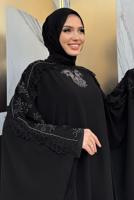 Tesettür giyim SİYAH PELERİNLİ ŞİFON ELBİSE T 8353