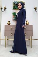 Tesettür giyim LACİVERT ŞALLI ŞİFON PELERİNLİ ELBİSE T 8683