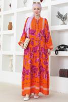 Vêtements hijab ORANGE ROBE À MOTIFS T 8717