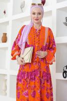 Vêtements hijab ORANGE ROBE À MOTIFS T 8717