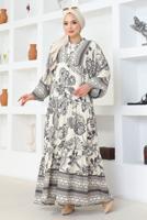 Vêtements hijab GRIS ROBE À MOTIFS T 8733