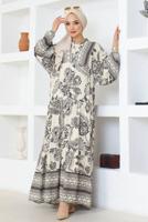 Vêtements hijab GRIS ROBE À MOTIFS T 8733