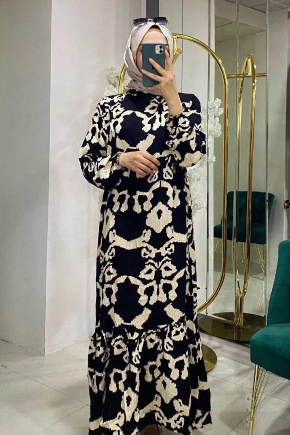 Vêtements hijab NOIR ROBE À MOTIFS T 8748