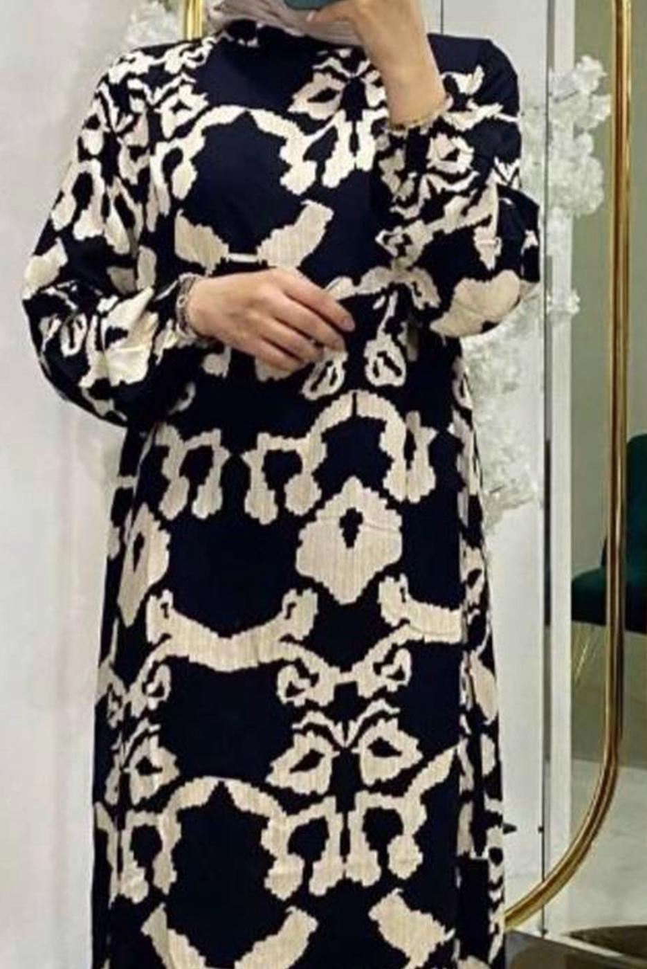 Vêtements hijab NOIR ROBE À MOTIFS T 8748