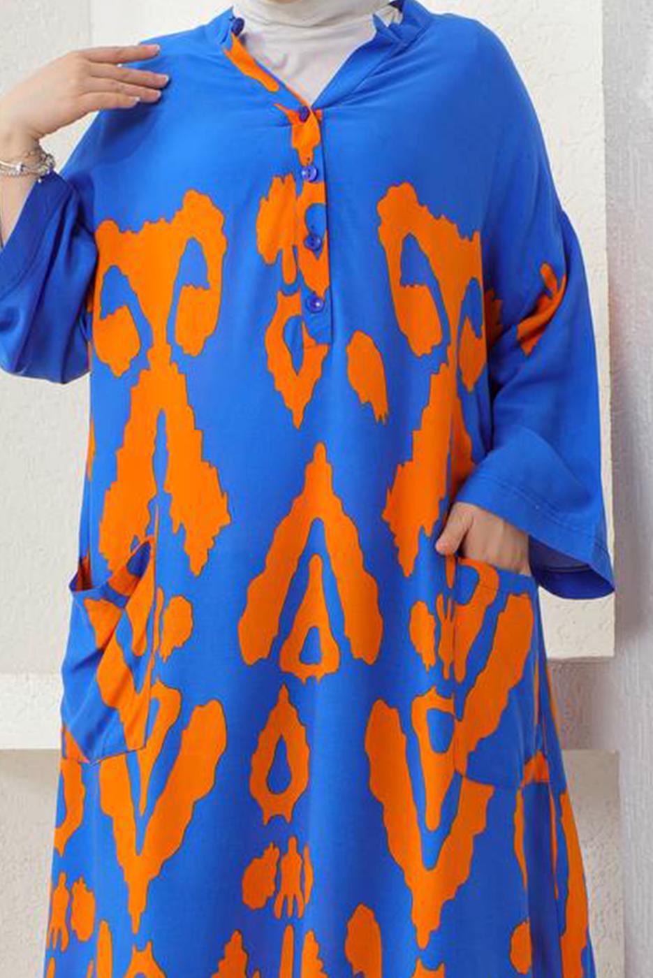 Vêtements hijab BLEU MARINE ROBE À MOTIFS T 8749