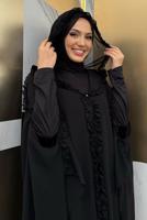 Tesettür giyim SİYAH PELERİNLİ ŞİFON ELBİSE T 8773