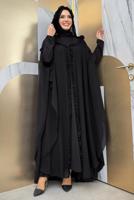 Tesettür giyim SİYAH PELERİNLİ ŞİFON ELBİSE T 8773