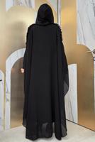 Tesettür giyim SİYAH PELERİNLİ ŞİFON ELBİSE T 8773