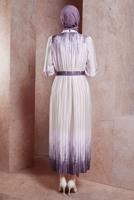 Tesettür giyim MOR KUŞAKLI DEGRADE ELBİSE T 8785