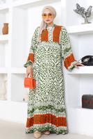 Vêtements hijab KAKI ROBE SALAS À MOTIFS T 9753