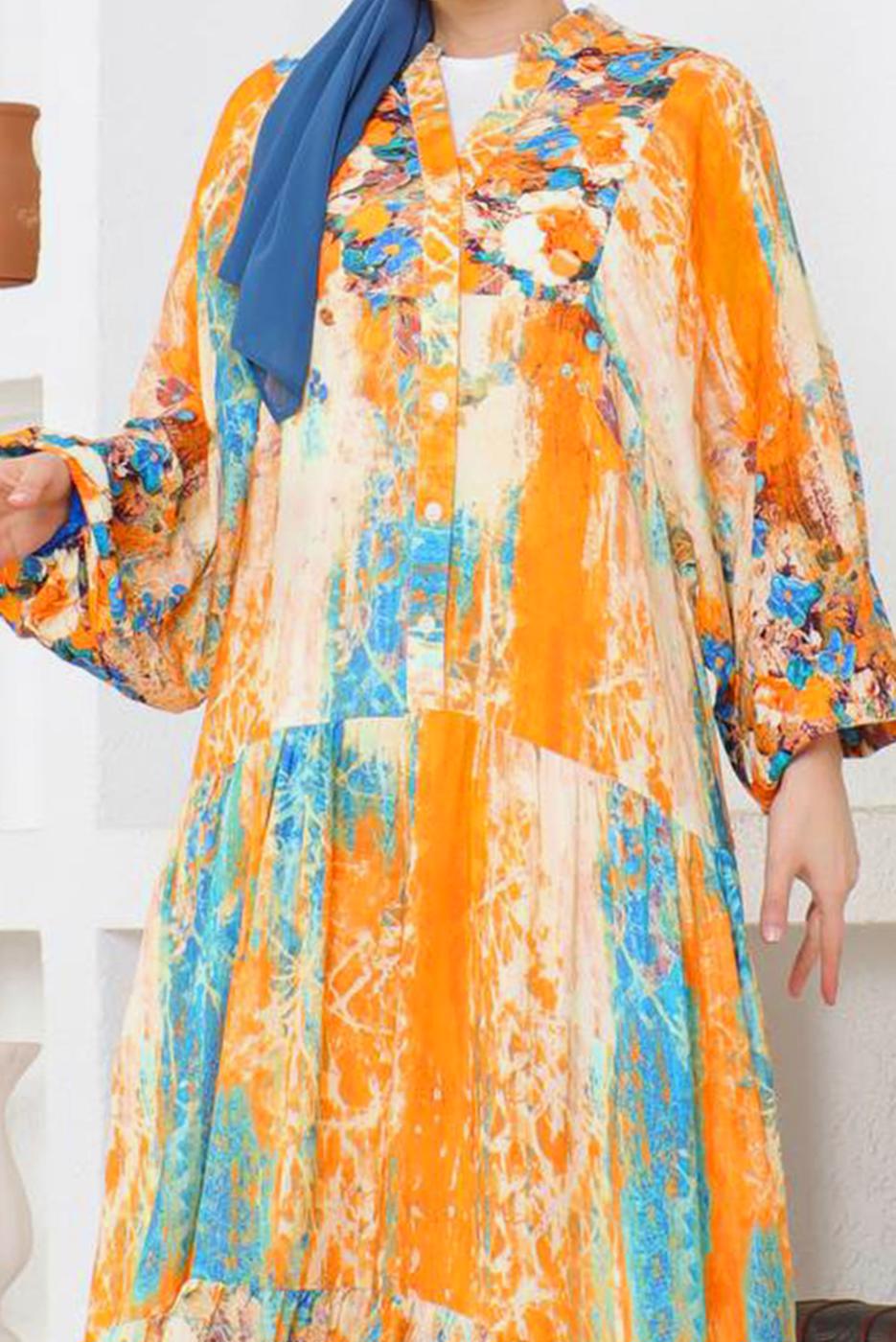Vêtements hijab JAUNE ROBE SALAS À MOTIFS T 9754
