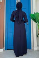 Vêtements hijab BLEU MARINE ROBE AVEC DÉTAIL DE BIJOUX T 9883