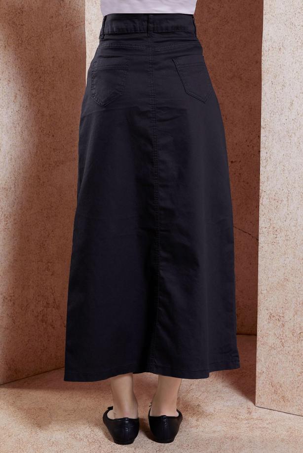 Vêtements hijab NOIR JUPE DÉTAILLÉE BOUTON T 0132 - TRENDTESETTÜR