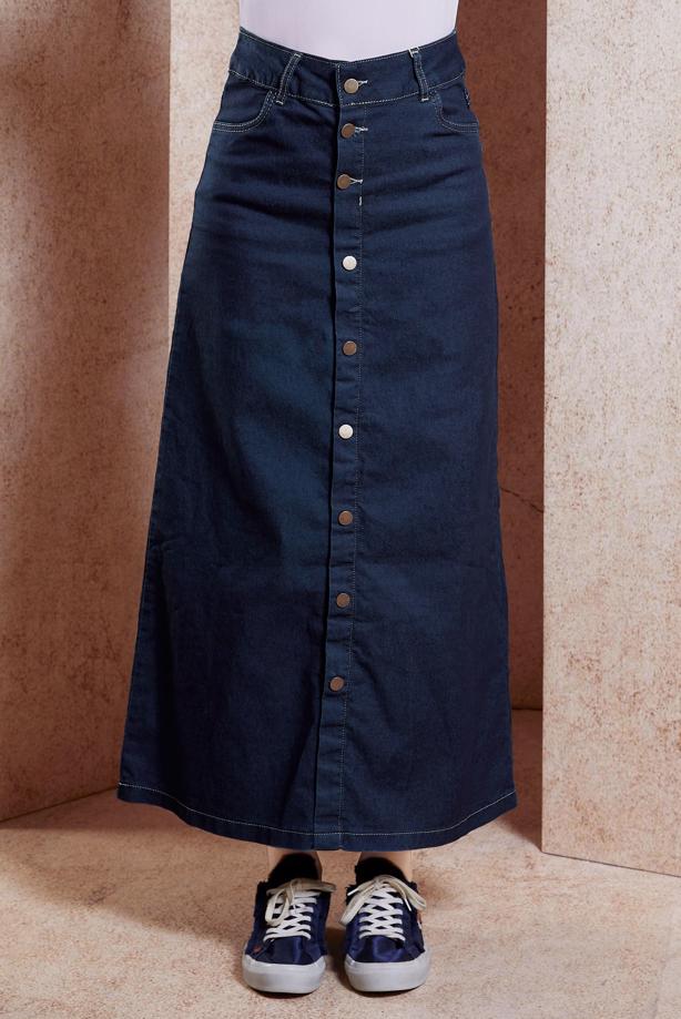 Vêtements hijab BLEU MARINE JUPE DÉTAILLÉE BOUTON T 0132 - TRENDTESETTÜR