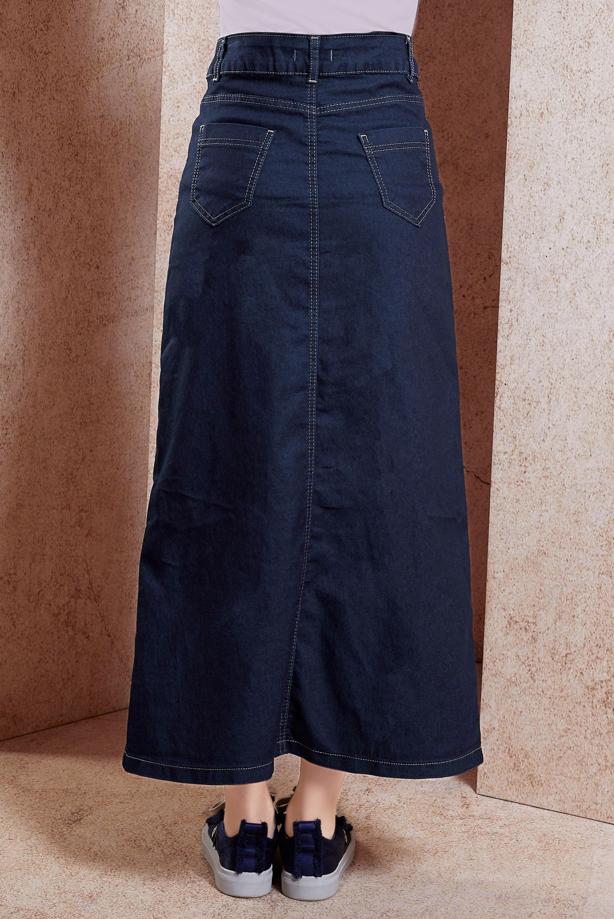 Vêtements hijab BLEU MARINE JUPE DÉTAILLÉE BOUTON T 0132 - TRENDTESETTÜR