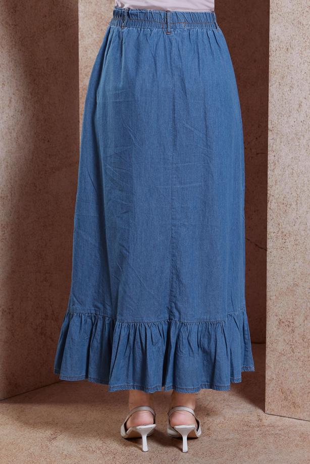 Vêtements hijab BLEU MARINE JUPE LONGUE EN JEAN T 1332 - TRENDTESETTÜR