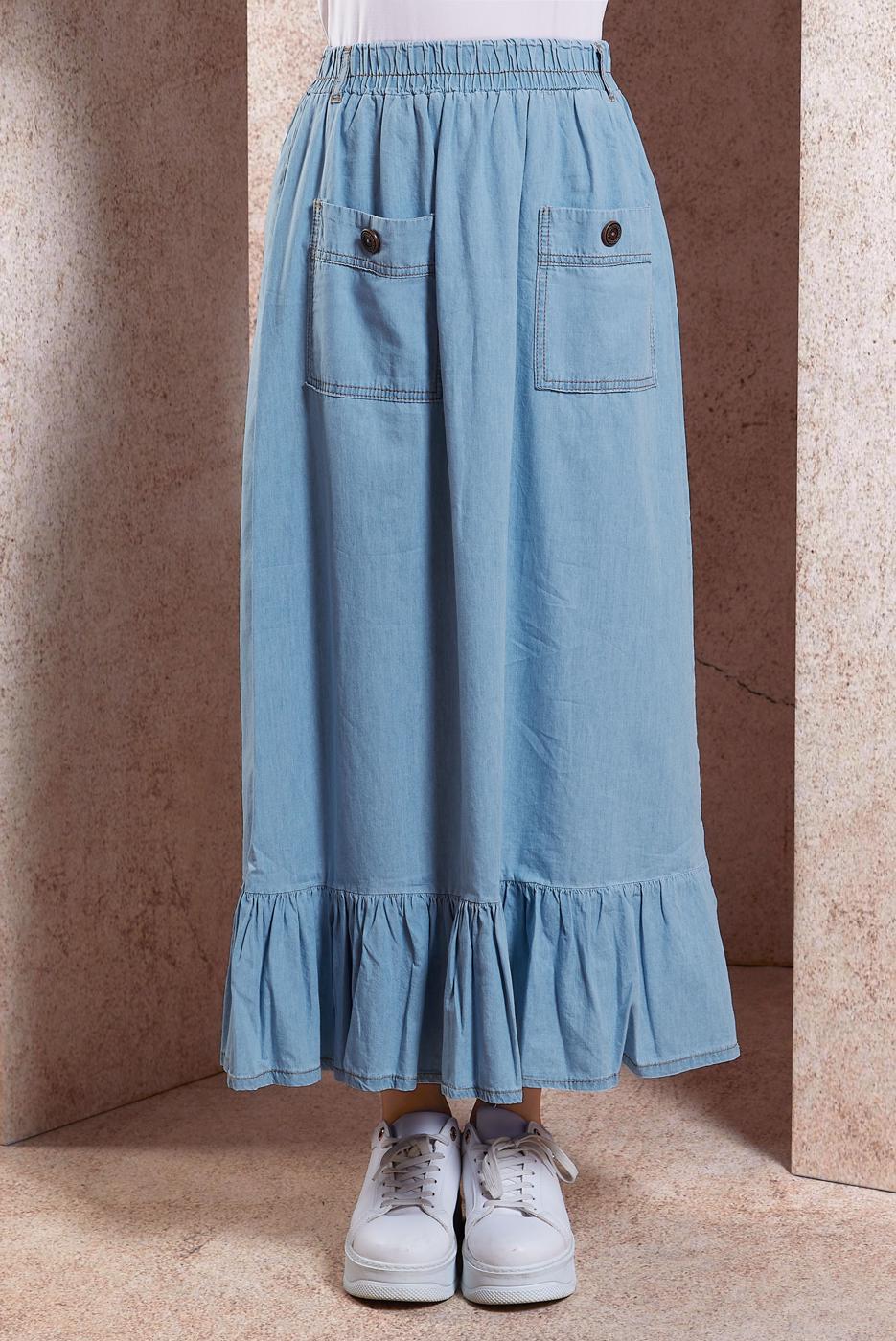 Vêtements hijab BLEU JUPE LONGUE EN JEAN T 1332