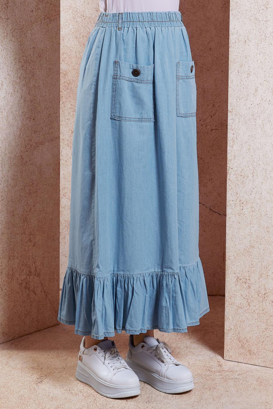 Vêtements hijab BLEU JUPE LONGUE EN JEAN T 1332